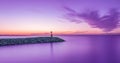 Seascape sunset with purple sky and sea. Long exposure Royalty Free Stock Photo