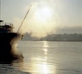 Seascape Switzerland Geneva Morning Sun Steam Harbor