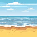 Seascape Tropical Beach Travel Holiday Vacation Leisure Nature Concept, ocean, sea, shore, vector illustration Royalty Free Stock Photo