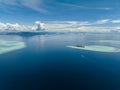 Seascape with tropical island. Semporna, Sabah, Malaysia. Royalty Free Stock Photo