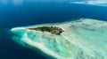 Seascape with tropical island. Semporna, Sabah, Malaysia. Royalty Free Stock Photo