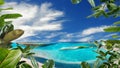 Seascape , tropical island summer plant and green sea water and blue sky with white clouds beach seascape natyre landscape backg