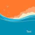 Seascape vector background for text. Ocean waves