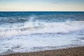 Seascape, view of beach and sea waves