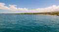 Seascape view of the coast of tropical island