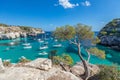 Seascape view of the most beautiful bay Cala Macarella of the island Menorca, Balearic islands, Spain Royalty Free Stock Photo