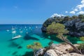 Seascape view of the most beautiful bay Cala Macarella of the island Menorca, Balearic islands, Spain Royalty Free Stock Photo