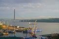 Seascape with a view of the port and the Russian bridge