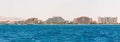 Seascape view from the Red sea on the famous hotels on Eilat beach, southern resort in Israel