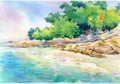 Seascape watercolor painting