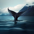 Seascape with whale tail. Royalty Free Stock Photo