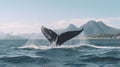 Seascape with Whale tail. The humpback whale (Megaptera novaeangliae) tail dripping. Generative AI Royalty Free Stock Photo