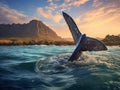 Seascape with Whale tail Royalty Free Stock Photo