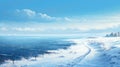 seascape winter road ocean landscape Royalty Free Stock Photo