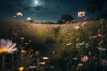 Enchanting Moonlit Meadow - the path - AI generated image