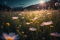 Enchanting Moonlit Meadow - the daisies - AI generated image