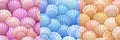 Seashell, clam shells seamless patterns