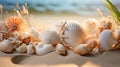 Seashell Collection, Soft focus, Macro shots, Stillness, Shoreline Royalty Free Stock Photo