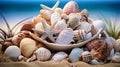 Seashell Collection, Soft focus, Macro shots, Stillness, Shoreline Royalty Free Stock Photo