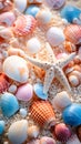 Seashell Collection, Soft focus, Macro shots, Stillness, Shoreline Royalty Free Stock Photo