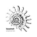 Seashell hand drawing with black ink. Concept for logo, t-shirt, banner.