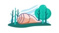 Seashell Hidden in a Lush Forest, Unexpected Discovery, vector design Generative AI Royalty Free Stock Photo