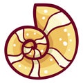 Seashell icon, drawing of tropical underwater decoration sign