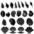 Seashell icon vector set. Shell illustration sign collection. Sea life symbol or logo. Royalty Free Stock Photo