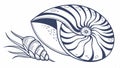 Seashell illustration, ocean shell for beach themes vector design Generative AI