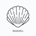 Seashell line icon. Vector outline illustration of scallop. Marine clam pictorgam