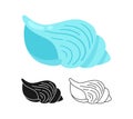 Seashell marine ocean spiral sign cartoon or stamp outline set mollusk conch sink under water vector Royalty Free Stock Photo