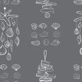Seashell Mobile and shells. Vector seamless pattern Royalty Free Stock Photo