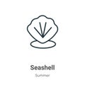 Seashell outline vector icon. Thin line black seashell icon, flat vector simple element illustration from editable summer concept Royalty Free Stock Photo