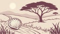 Seashell on Path in African Savanna Landscape, vector design Generative AI Royalty Free Stock Photo