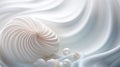 Seashell pearl white in soft diffused light on an airy fabric.