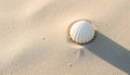 Seashell on sand, beach find and coastal nature detail, Stock Photo, Generative AI