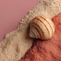 Seashell on Sand with Pink and Beige Background Royalty Free Stock Photo
