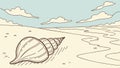 Seashell on Sandy Beach Vector for Coastal Tranquility, vector design Generative AI Royalty Free Stock Photo