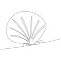 Seashell scallop. Continuous one line drawing of an oyster mollusk. Editable stroke
