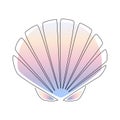 Seashell scallop. Continuous one line drawing of an oyster mollusk. Modern minimalist badge icon or logo. Sea shell Royalty Free Stock Photo