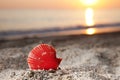 Seashell on sea sand beach Royalty Free Stock Photo