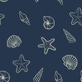 Seashell seamless pattern. design for holiday greeting card and invitation of seasonal summer holidays, summer beach parties, tour Royalty Free Stock Photo