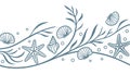 Seashell and Seaweed Border, Nautical Ocean Design, vector design Generative AI Royalty Free Stock Photo