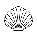 Seashell shell icon. Scallop shellfish or seafood.
