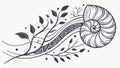 Seashell spiral pattern, nature and organic shape illustration vector design Generative AI