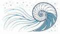 Seashell spiral vector, nature pattern art, marine life design element vector design Generative AI