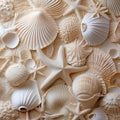 Seashell texture background with white shells
