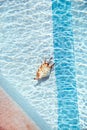 Seashell underwater on the bottom of swimming pool, ripples on water Royalty Free Stock Photo
