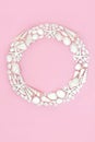 Seashell Wreath with White Shells on Pink