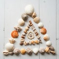 Seashells arranged in a triangular pattern Royalty Free Stock Photo